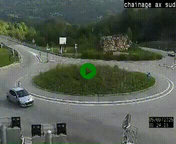 Webcam au nord d'Ax-les-Thermes au niveau de l'aire de chaînage de la N20. Vue orientée vers les Pyrénées, en direction de Pas de la Case