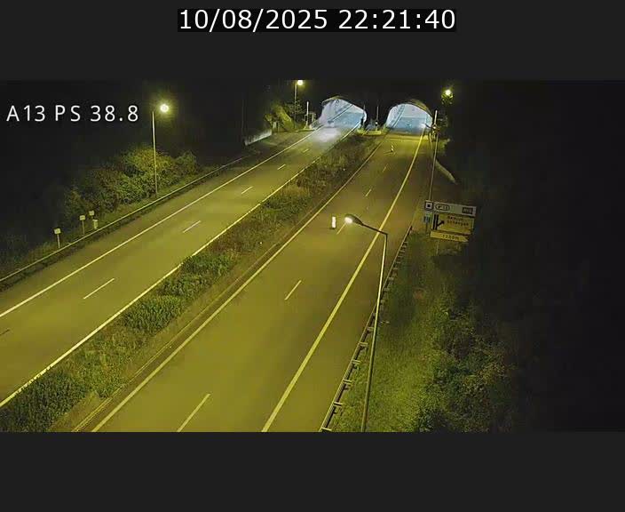 Webcam autoroute A13 à l'entrée ouest du tunnel Markusbierg à Schengen. Vue orientée vers Mondorf-les-Bains
