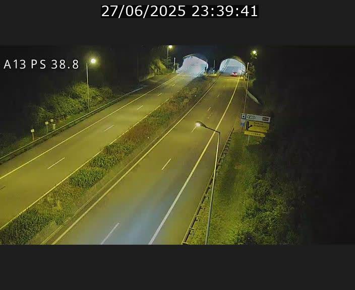 Webcam autoroute A13 à l'entrée ouest du tunnel Markusbierg à Schengen. Vue orientée vers Mondorf-les-Bains