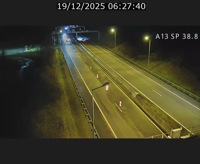 Webcam autoroute A13 à l'entrée ouest du tunnel Markusbierg à Schengen. Vue orientée vers le tunnel et l'Allemagne