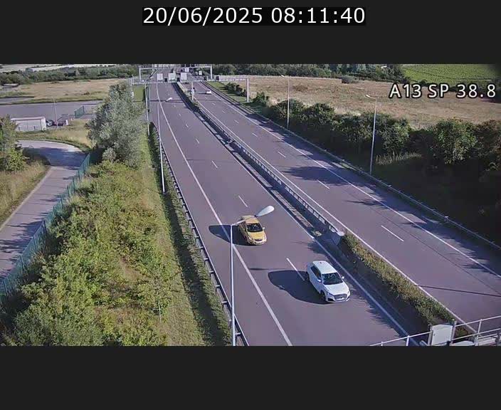 Webcam autoroute A13 à l'entrée ouest du tunnel Markusbierg à Schengen. Vue orientée vers le tunnel et l'Allemagne
