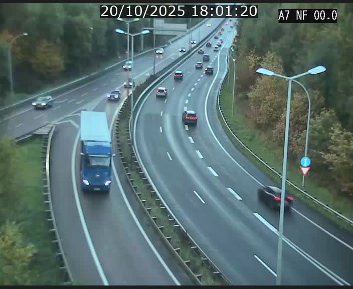Caméra autoroute Luxembourg A7 - Echangeur A1/A7 Grünewald direction Tunnel Stafelter
