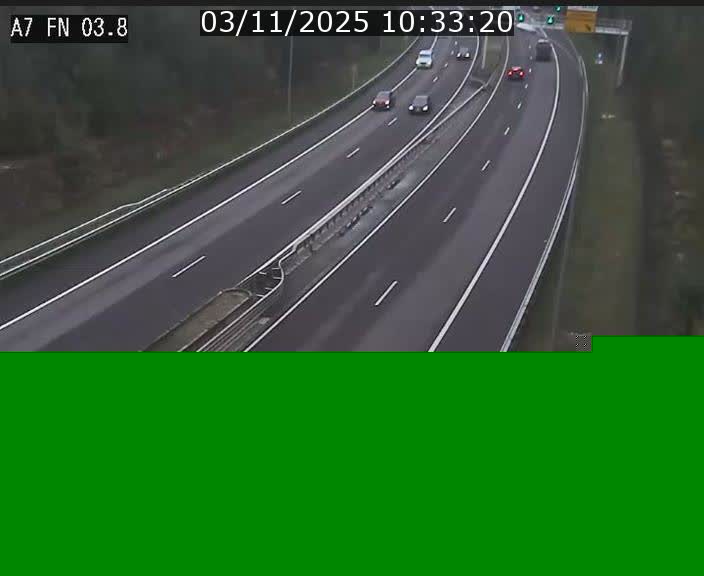 Caméra autoroute Luxembourg A7 - Passage à gibier Rëngelbour - direction Tunnel Stafelter