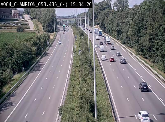 Webcam E411 à Champion, à proximité de Namur. Vue orientée vers Bruxelles