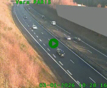 Caméra routière sur l'autoroute A20 à Saint-Pardoux-l'Ortigier, à la jonction avec l'A89. Vue orientée vers Paris