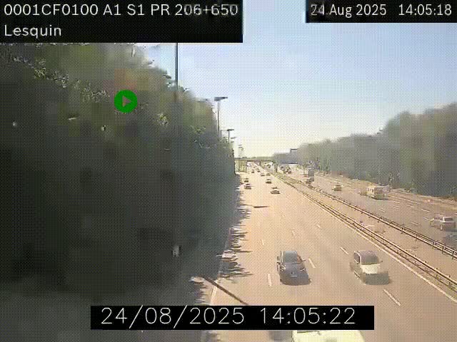 Webcam autoroute A1 à hauteur de Lesquin. Vue orientée vers Lille