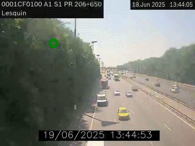 Webcam autoroute A1 à hauteur de Lesquin. Vue orientée vers Lille