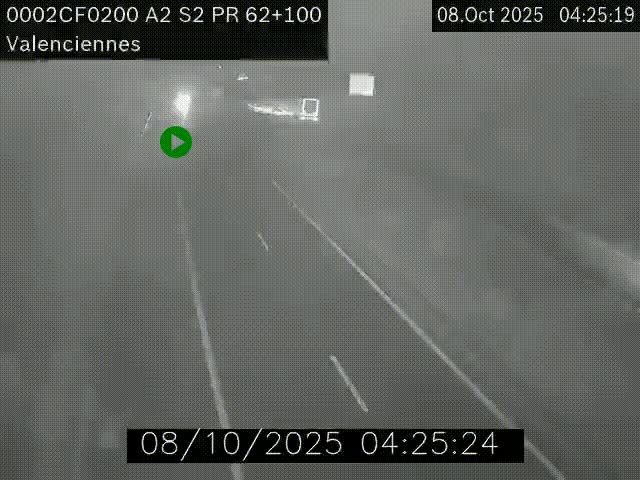 Webcam autoroute A2 à Valenciennes. Vue orientée vers Maubeuge et Mons (Belgique)