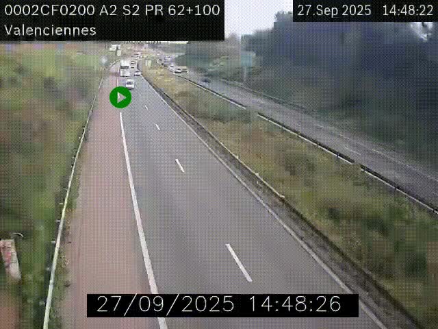 Webcam autoroute A2 à Valenciennes. Vue orientée vers Maubeuge et Mons (Belgique)