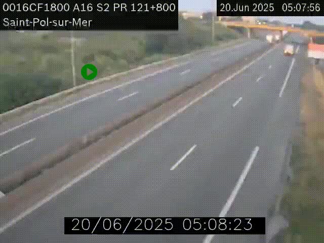 Webcam autoroute A16 à proximité de Dunkerque, à hauteur de la sortie Saint-Pol-sur-Mer. Vue orientée vers Calais