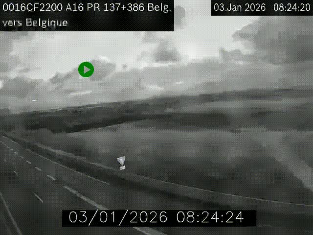 Webcam à la frontière franco-belge au niveau de Bray-Dunes/De-Panne sur l'autoroute A16. Vue orientée vers la Belgique