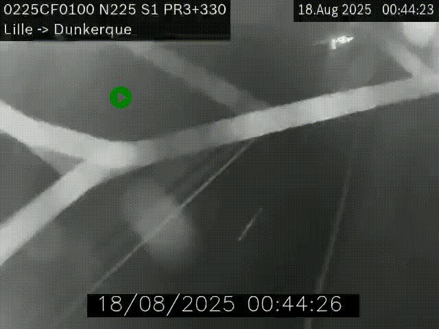 Webcam autoroute A25 (N225) à hauteur de Bergues (Bierne). Vue orientée vers Dunkerque.