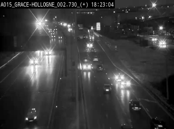 Webcam E42/A15 à Grâce-Hollogne, à proximité de la jonction avec l'A604. Vue orientée vers Namur
