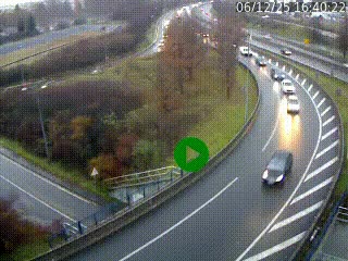 Caméra autoroute à la jonction entre l'A7 et la D301 (Boulevard urbain Sud de Lyon) à Feyzin, au sud de Lyon. Vue orientée vers Mions