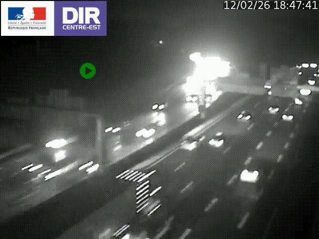 Caméra de circulation routière sur le boulevard périphérique Laurent Bonnevay de Lyon (D383) à hauteur de Bron, avant la jonction avec l'A43. Vue orientée vers l'échangeur