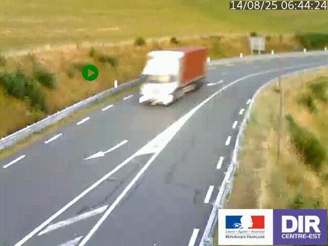 Webcam sur le col Pin Bouchain, vue orientée vers Roanne, en provenance de Lyon sur la nationale 7 (N7)