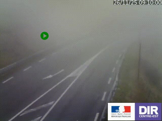 Webcam sur le col Pin Bouchain, vue orientée vers Roanne, en provenance de Lyon sur la nationale 7 (N7)
