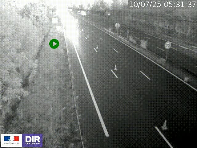 Webcam à Bron sur l'A43 à la jonction avec le boulevard périphérique de Lyon (D383). Vue orientée vers Lyon