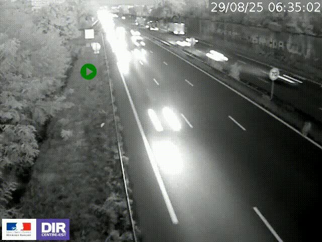 Webcam à Bron sur l'A43 à la jonction avec le boulevard périphérique de Lyon (D383). Vue orientée vers Lyon