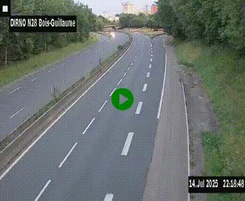 Webcam routière à hauteur de Bois-Guillaume en périphérie de Rouen. Vue orientée vers Rouen