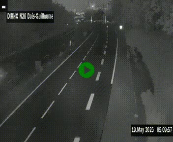 Webcam routière à hauteur de Bois-Guillaume en périphérie de Rouen. Vue orientée vers Rouen