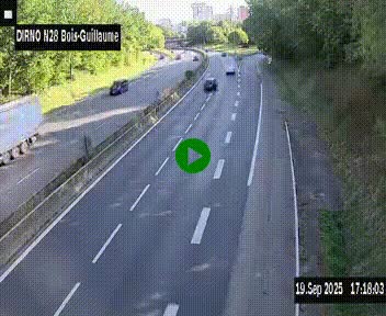 Webcam routière à hauteur de Bois-Guillaume en périphérie de Rouen. Vue orientée vers Rouen
