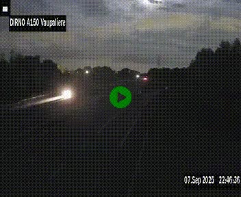 Webcam autoroute A150 à hauteur de La Vaupalière en périphérie de Rouen. Vue orientée vers Rouen