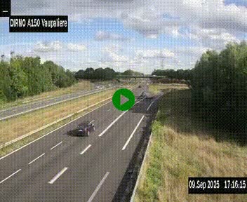Webcam autoroute A150 à hauteur de La Vaupalière en périphérie de Rouen. Vue orientée vers Rouen