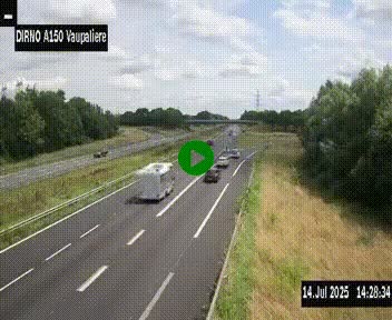 Webcam autoroute A150 à hauteur de La Vaupalière en périphérie de Rouen. Vue orientée vers Rouen