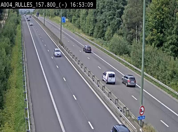 Webcam à Marbehan sur l'E411 à hauteur de la sortie 28a Rulles. Vue orientée vers Bruxelles