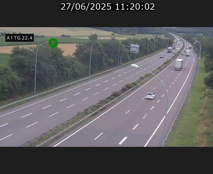 Traffic live webcam Luxembourg Flaxweiler - A1 direction Luxembourg - BK 22.4