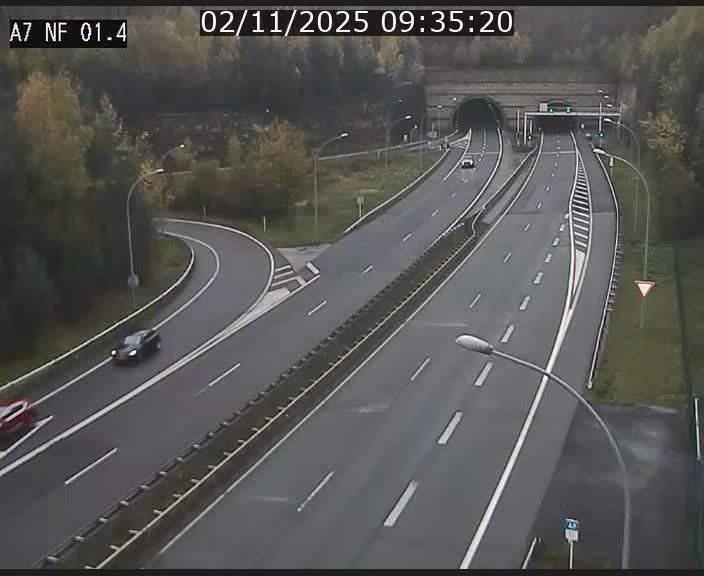 Caméra autoroute Luxembourg A7 - Echangeur Waldhaff - direction Tunnel Stafelter
