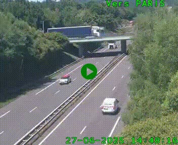 Caméra routière sur l'autoroute A20 au nord de Limoges, à la jonction avec la N520. Vue orientée vers Paris