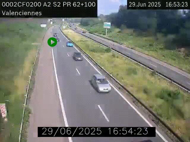 Webcam autoroute A2 à Valenciennes. Vue orientée vers Maubeuge et Mons (Belgique)