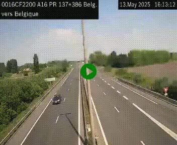 Webcam à la frontière franco-belge au niveau de Bray-Dunes/De-Panne sur l'autoroute A16. Vue orientée vers la Belgique
