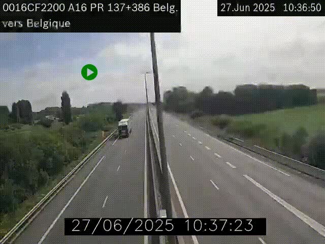 Webcam à la frontière franco-belge au niveau de Bray-Dunes/De-Panne sur l'autoroute A16. Vue orientée vers la Belgique
