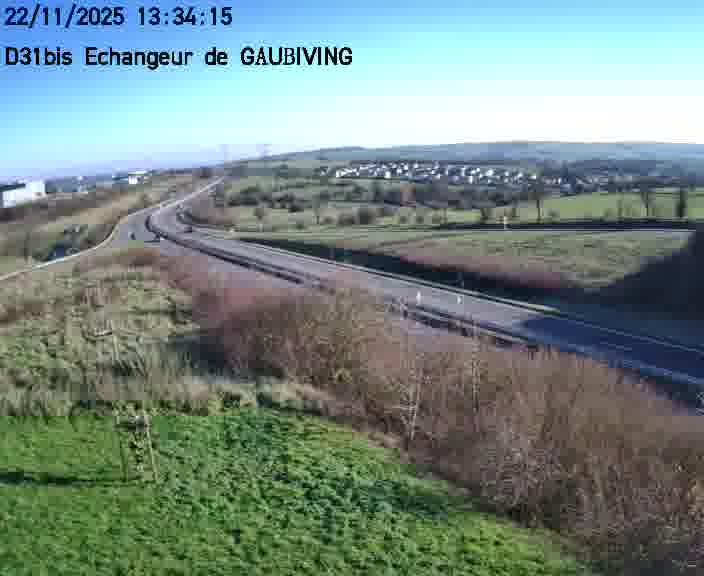 Dispositif d’observation sur D31bis (France) à Gaubiving, en direction de Sarreguemines, offrant une visualisation fiable des conditions de circulation.