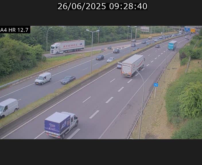 Traffic live webcam Luxembourg Esch sur Alzette - A4 - BK 12.7 - direction Esch-Belval