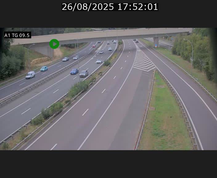 Traffic live webcam Luxembourg Jonction Grünewald - A1 direction Luxembourg-ville - BK 9.5