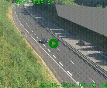 Caméra routière sur l'autoroute A20 à Saint-Pardoux-l'Ortigier, à la jonction avec l'A89. Vue orientée vers Paris