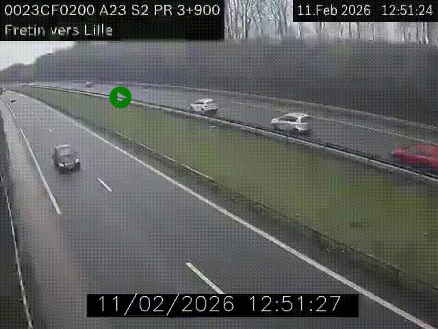 Webcam autoroute A23 à hauteur de Fretin. Vue orientée vers Lille