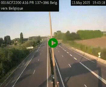 Webcam à la frontière franco-belge au niveau de Bray-Dunes/De-Panne sur l'autoroute A16. Vue orientée vers la Belgique