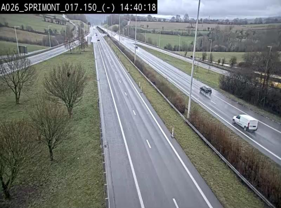 Webcam E25 (A26) à hauteur de Sprimont en direction de Liège et en provenance de Bastogne