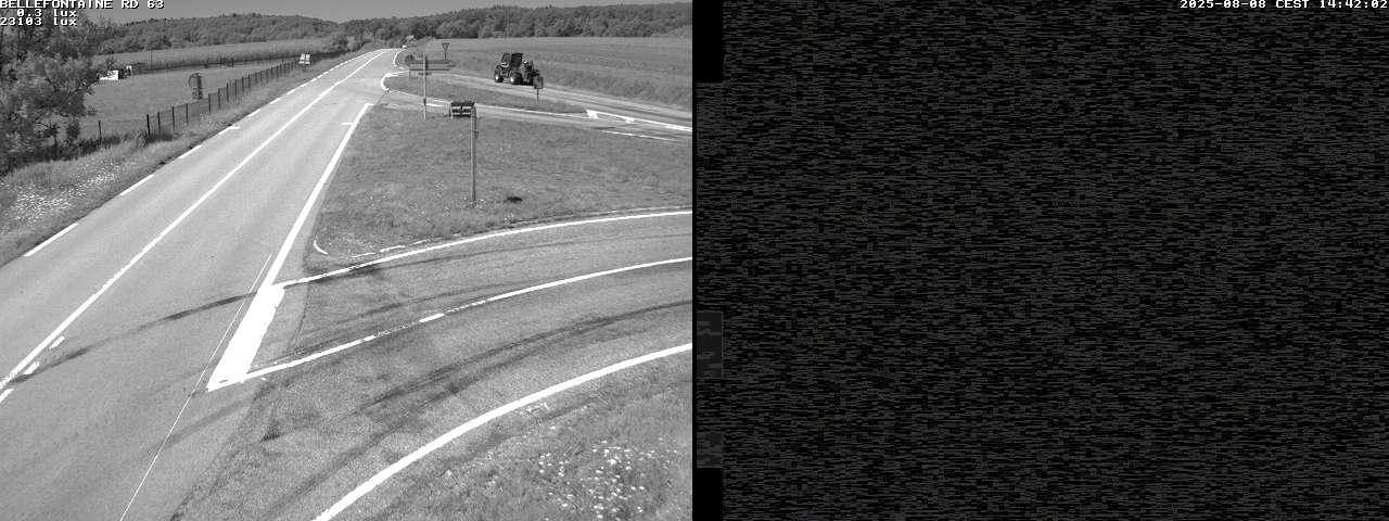 Webcam à Bellefontaine dans les Vosges à 552 mètres d'altitude sur la D63, à la jonction avec la D20A