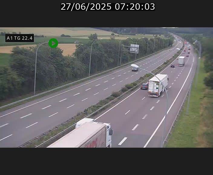 Traffic live webcam Luxembourg Flaxweiler - A1 direction Luxembourg - BK 22.4
