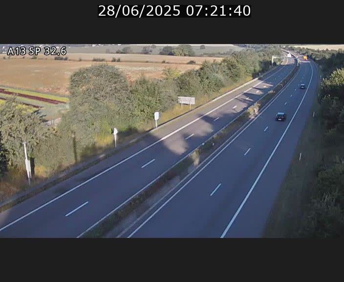 Webcam info trafic A13 à hauteur de Mondorf-les-bains. Vue orientée vers Altwies