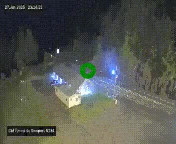 Webcam à l'entrée du tunnel du Somport, côté français, sur la N134, dans les Pyrénées, en direction de l'Espagne, à 1116 mètres d'altitude