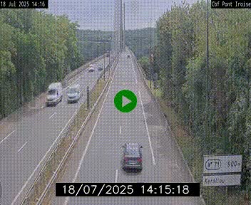 Webcam sur la N165 après le Pont de l'Iroise, à l'entrée de Brest