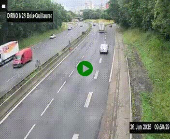 Webcam routière à hauteur de Bois-Guillaume en périphérie de Rouen. Vue orientée vers Rouen