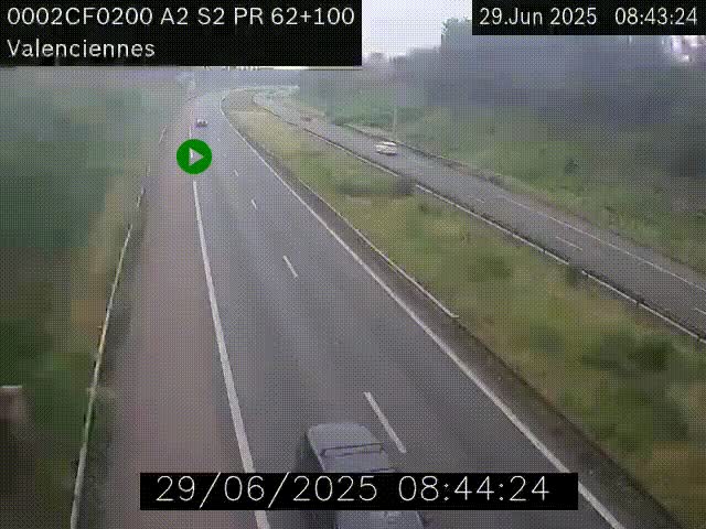 Webcam autoroute A2 à Valenciennes. Vue orientée vers Maubeuge et Mons (Belgique)